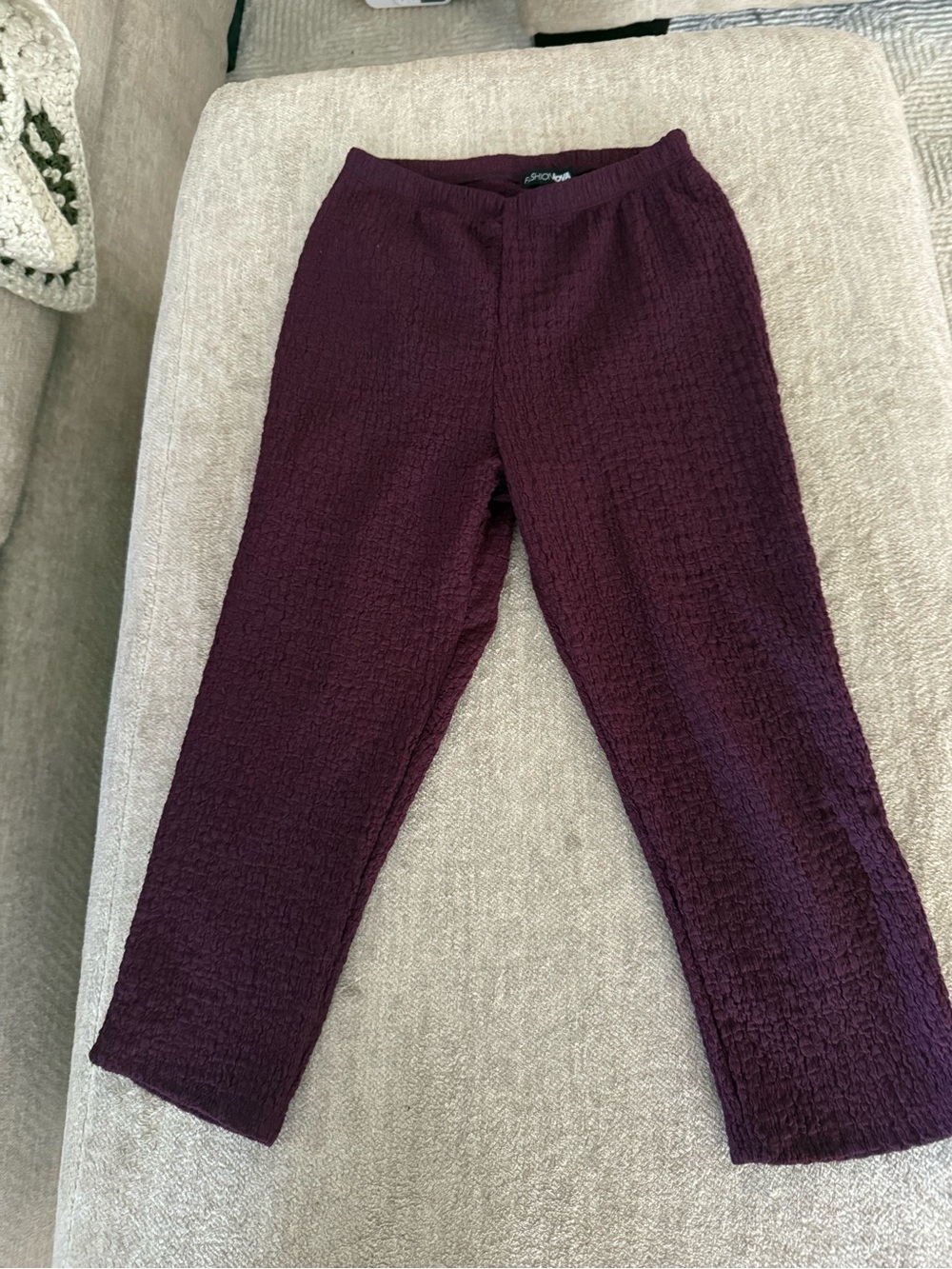 Fashion Nova Textured Plum Knit capris
